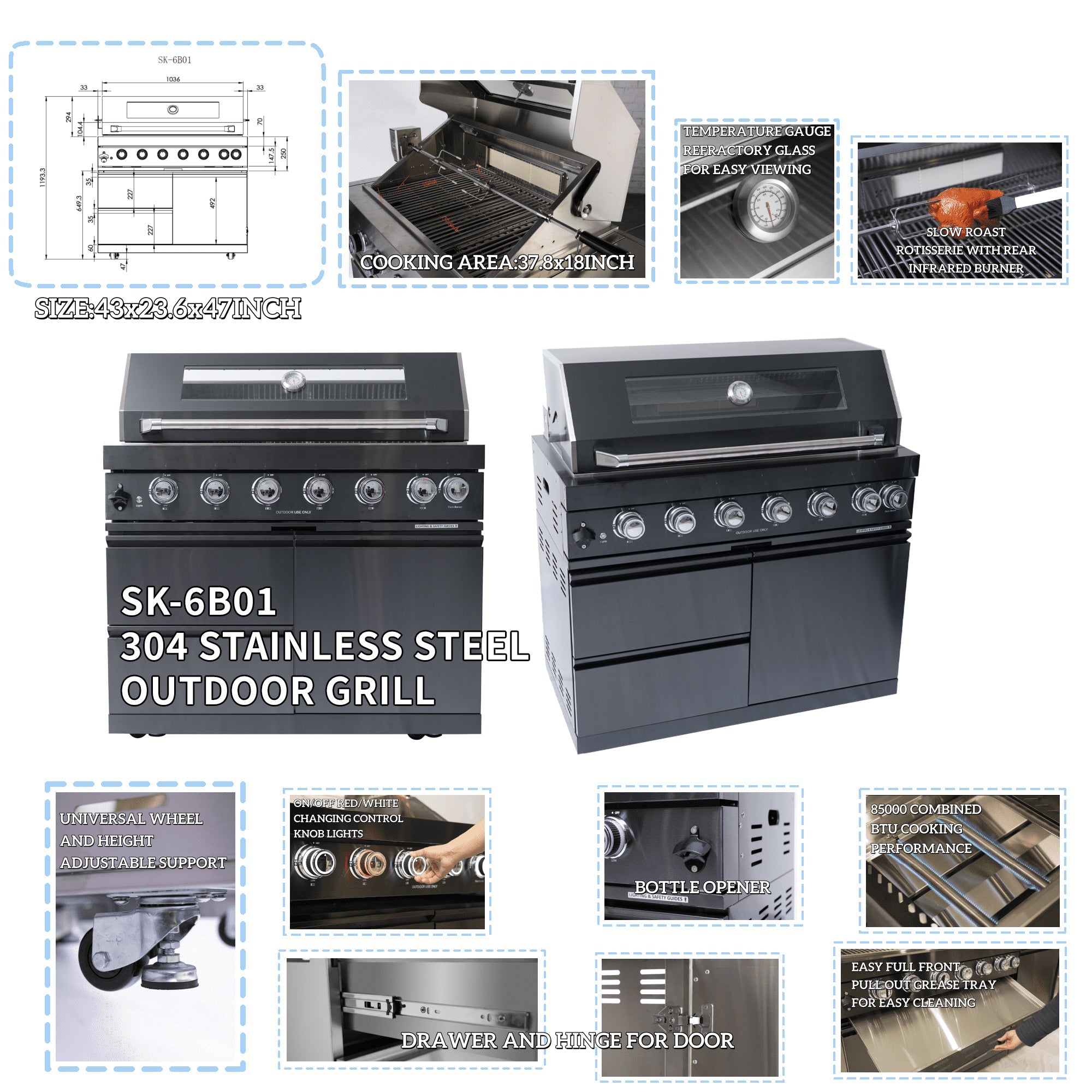 Coronado 85" Natural Gas Outdoor Kitchen Island | The Lavish Sunset