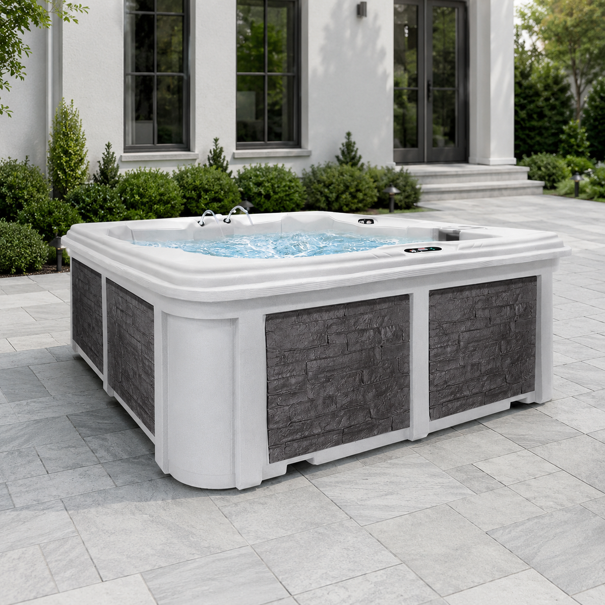 Arcadia Luxury Hot Tub – 7-Person Spa with Dual Captain’s Chairs & Open Footwell, 8' Design