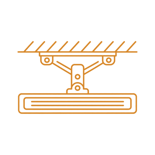 Purpose-built heater mounting bracket fixed to a ceiling