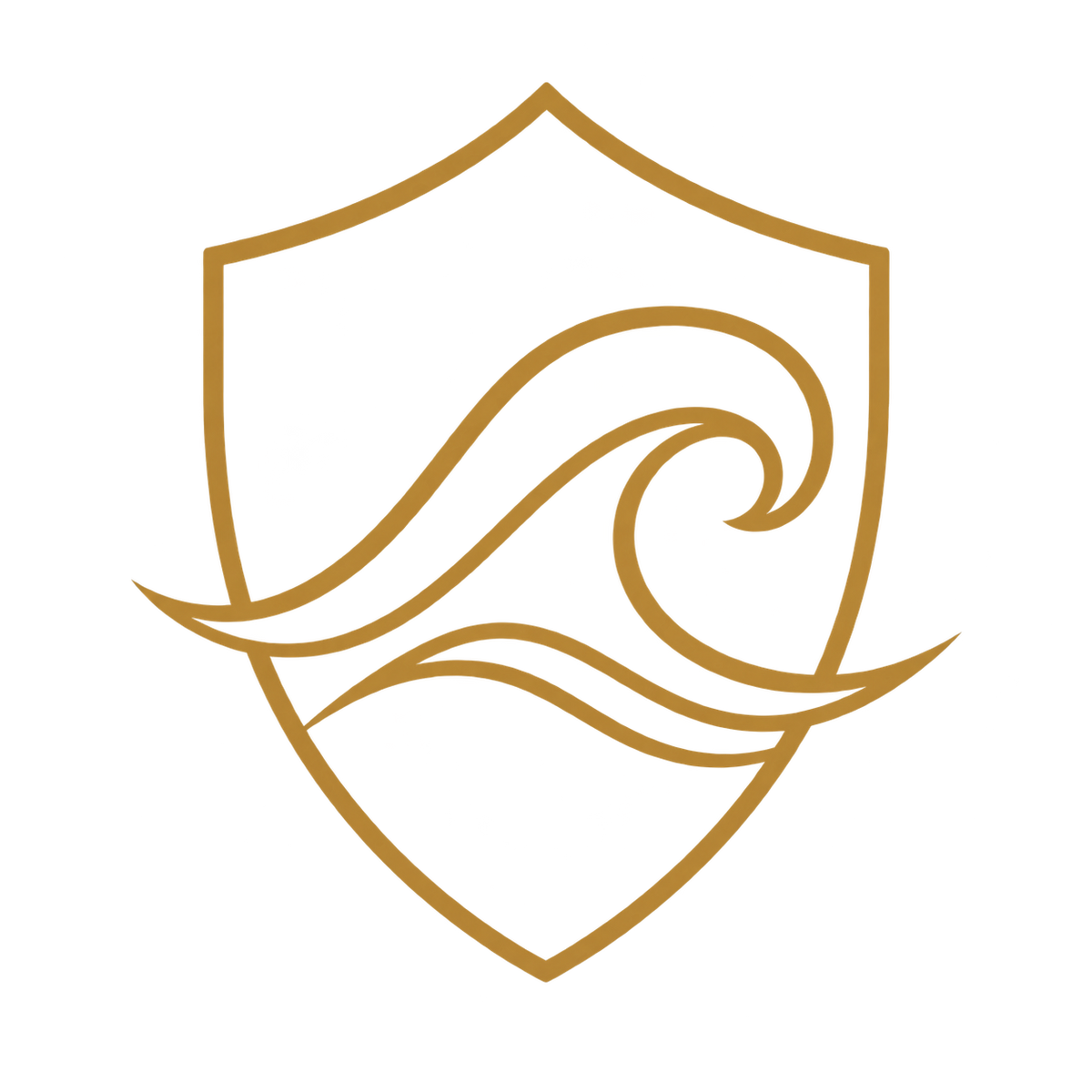 Coastal Confidence gold shield and wave icon