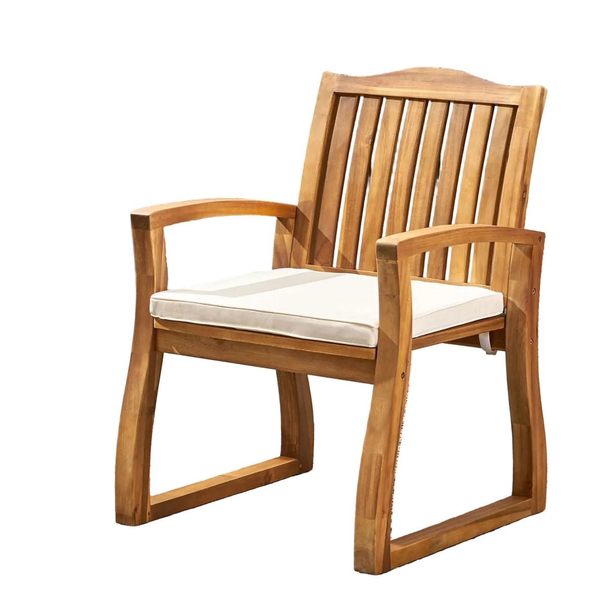 Della Wood Armchair Set of 2 Outdoor Dining Chairs - Cream