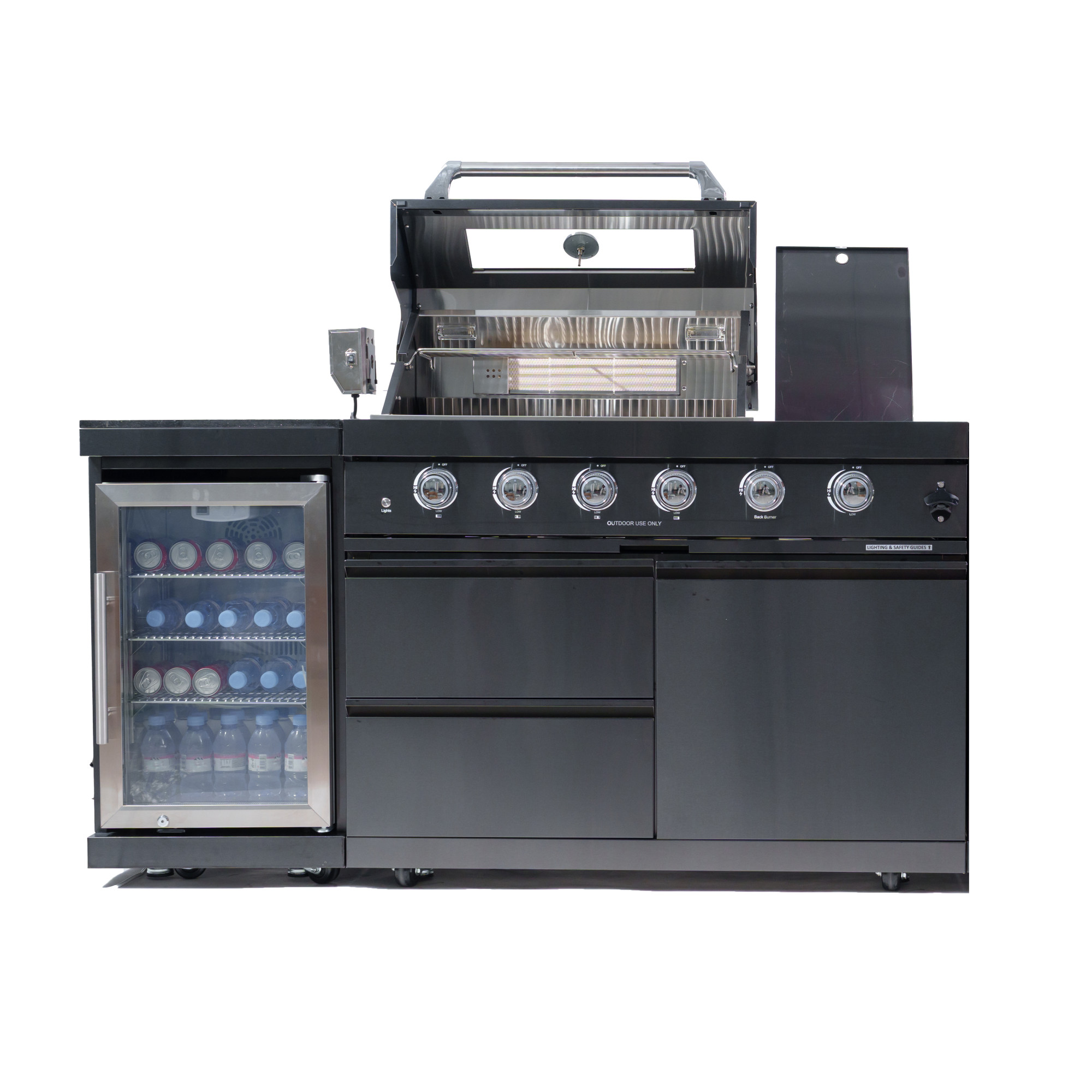65" Black Outdoor Kitchen Island with Wine Cooler | The Lavish Sunset