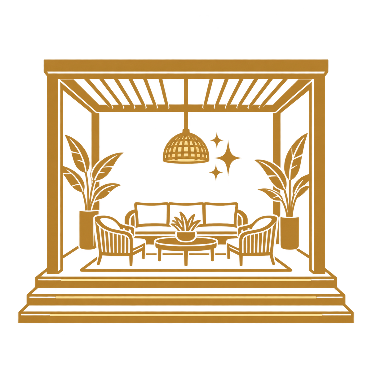 Antique gold elevated patio icon for Eclipse pendant heater benefit
