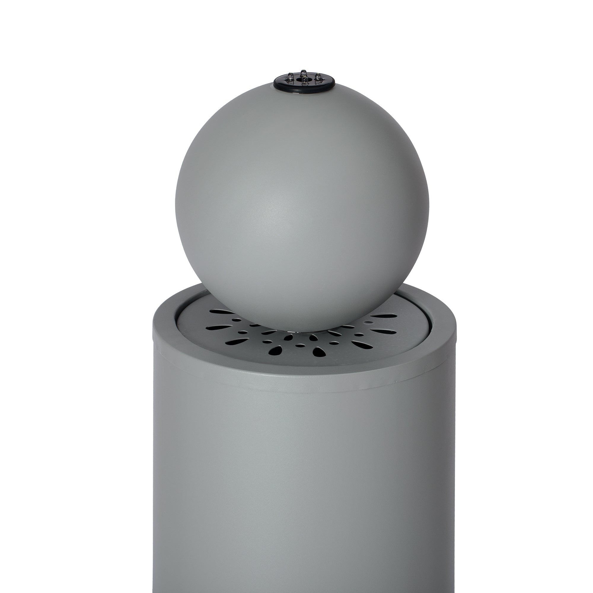 34.25'H Light Gray Metal Cutout Outdoor Water Fountain with LED Lights