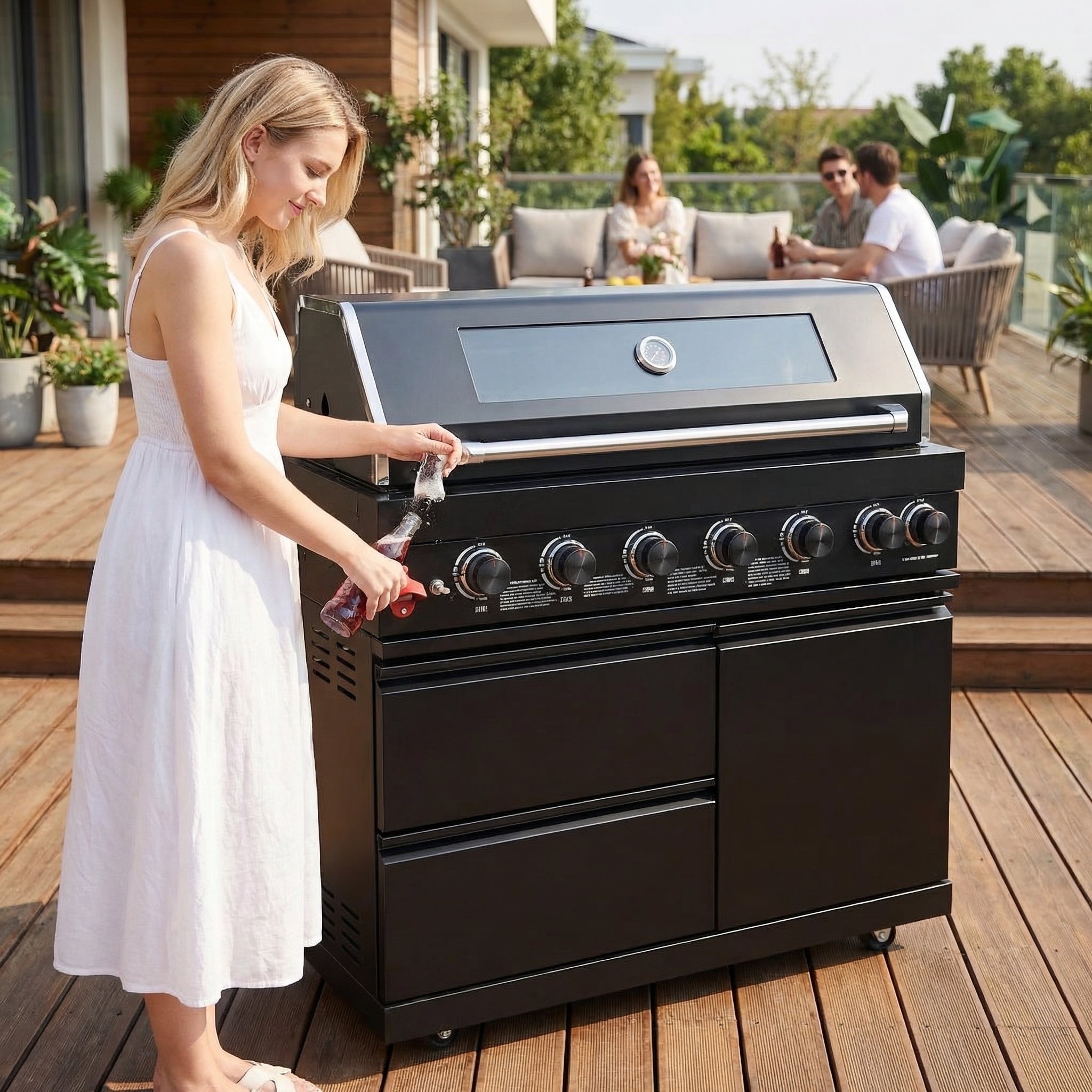 43" Black 6-Burner Outdoor Kitchen Island Grill | The Lavish Sunset