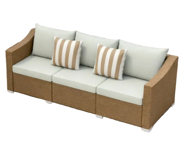 Rattan Wicker Seater Patio Couch with Cushions and Throw Pillows