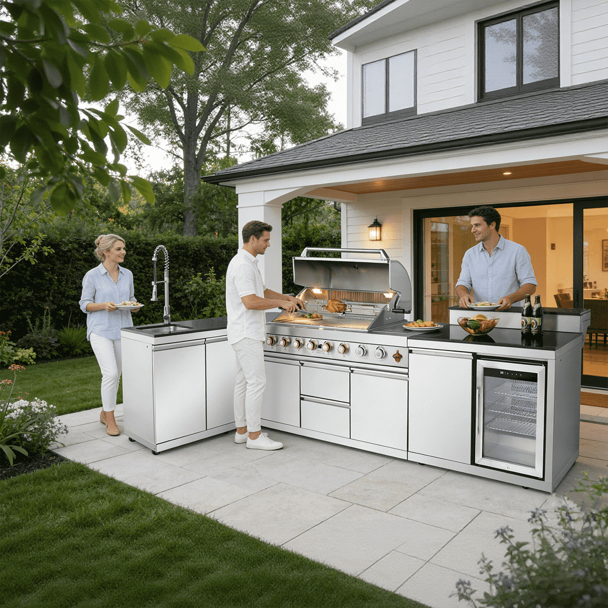 7-Burner Luxury Outdoor Kitchen Island with Sink & Bar | The Lavish Sunset