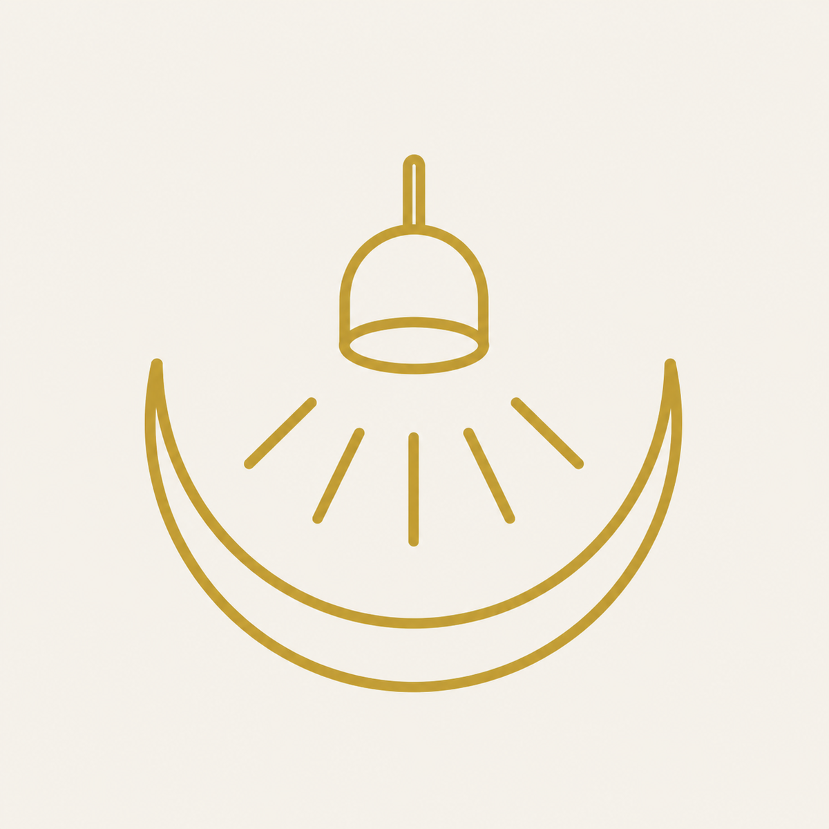 Gold line icon of calm chromotherapy mood lighting