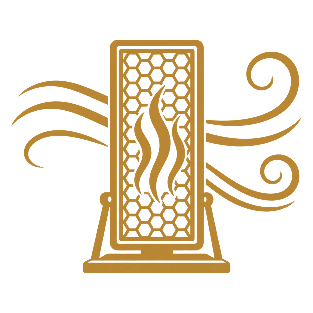 Antique gold wind resistant heater benefit icon